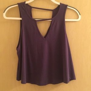 Purple V-neck Crop Top